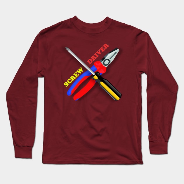 Screwdriver Long Sleeve T-Shirt by Actual T-Shirt Design